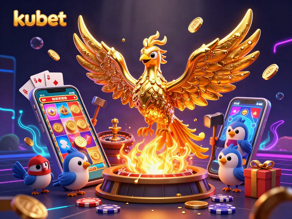 Engage with kubet's vibrant casino atmosphere featuring a molten phoenix and dynamic gaming elements.
