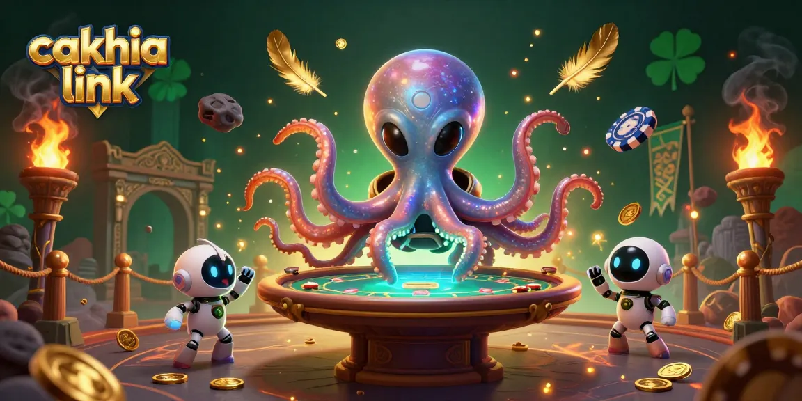 Engage with a lively cakhia link setting featuring an alien octopus at a holographic poker table.