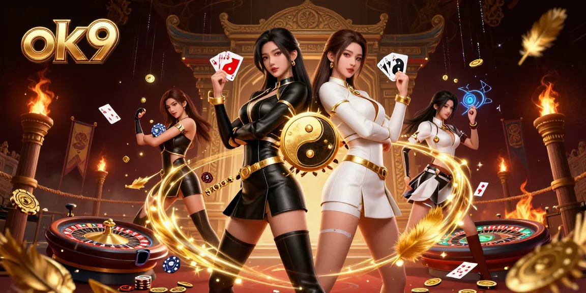 Experience thrilling casino action with ok9 featuring twin Asian women and dynamic game elements.