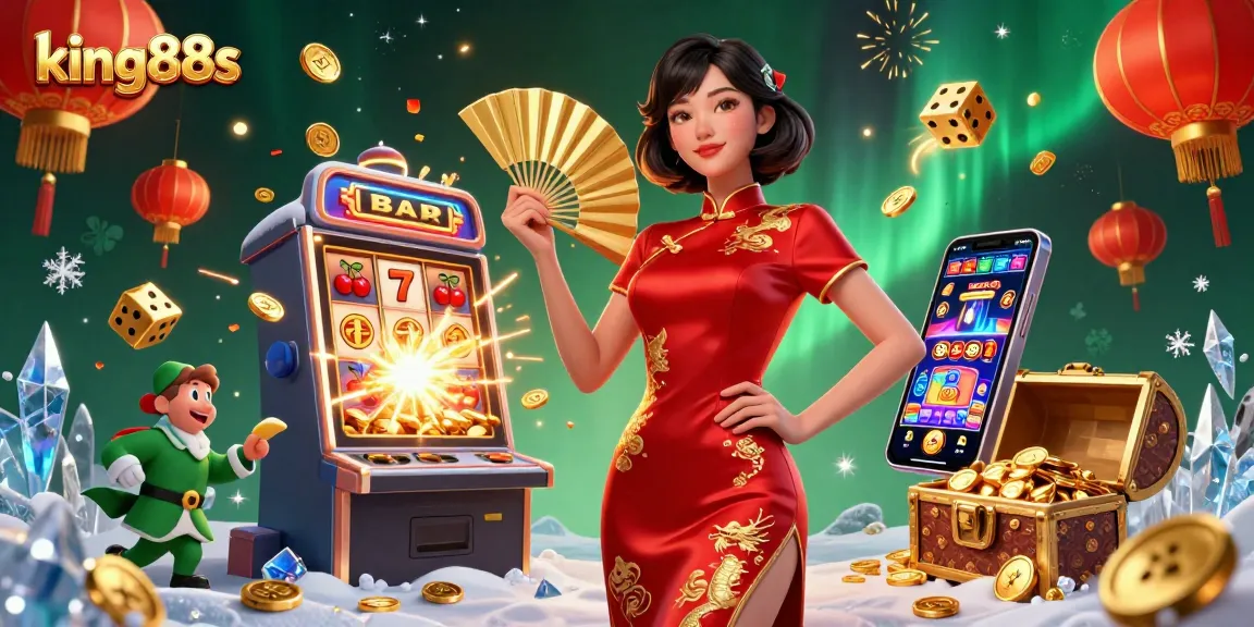 Spin big jackpots at king88s with vibrant casino illustrations showcasing luck and fortune.