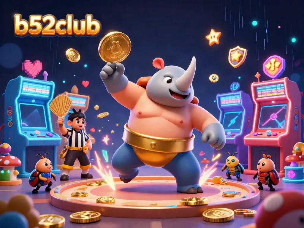 Experience thrilling moments with b52club as a beetle champion showcases its winning stomp amidst flying coins.