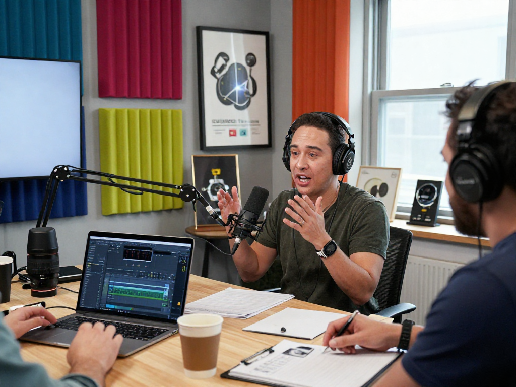 Brit Morin on rokok88 podcast discussing innovation in a vibrant studio.