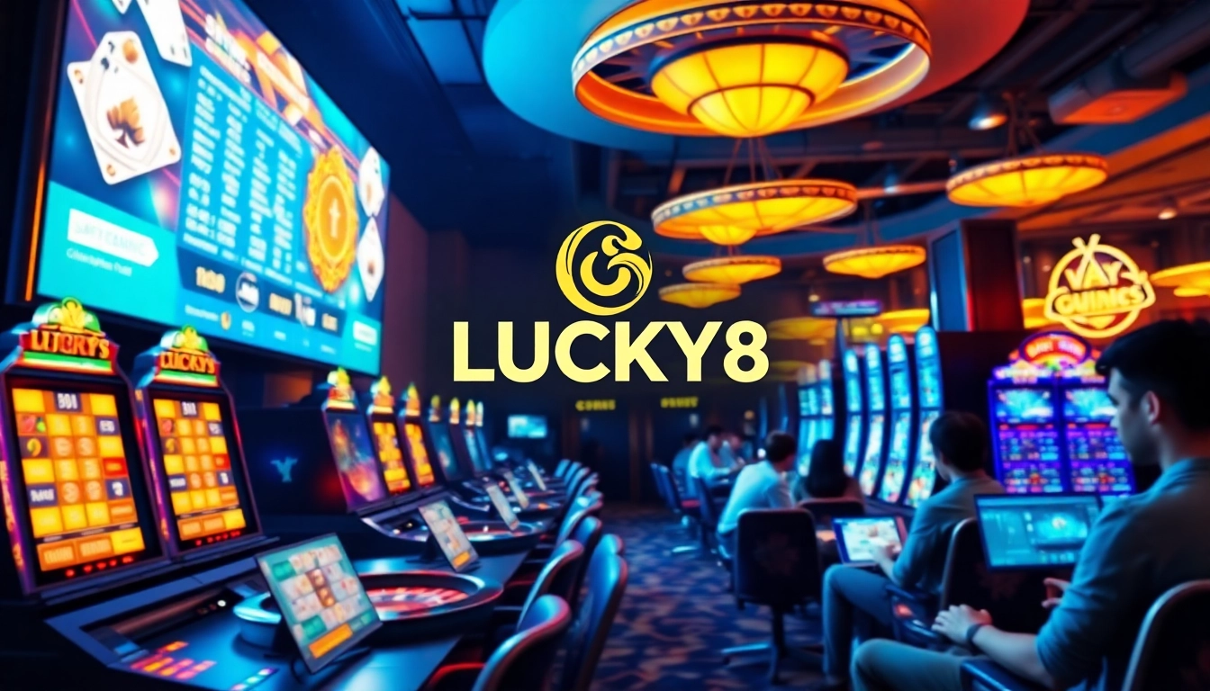 LUCKY8 gaming platform showcasing vibrant online casino and sports betting atmosphere.