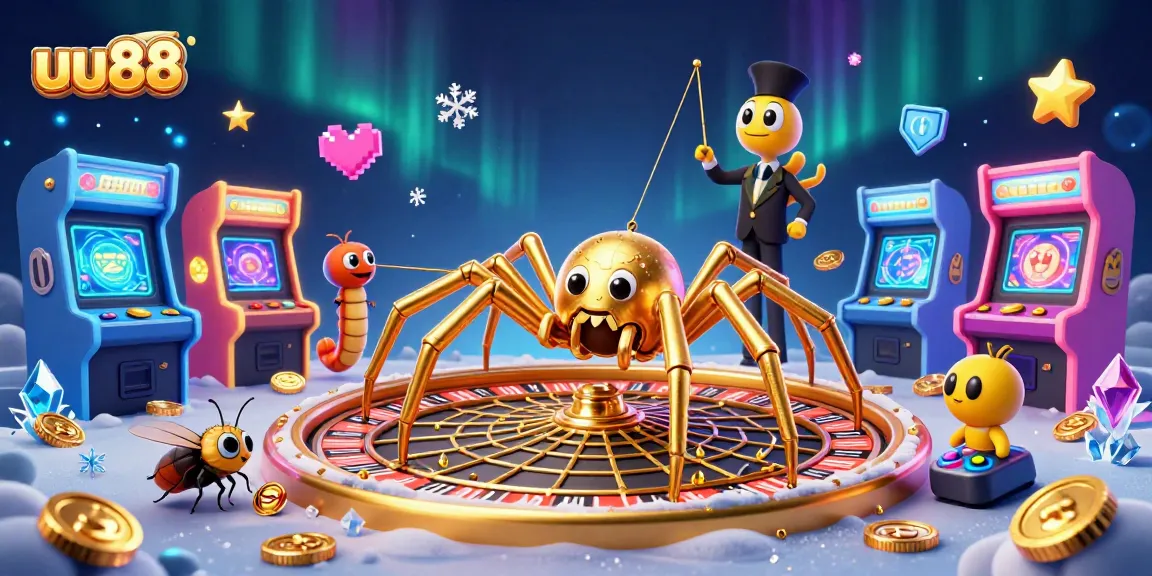 Experience thrilling bets with uu88 as a golden spider and centipede croupier create a captivating roulette web.