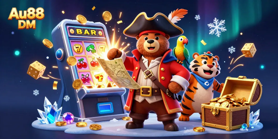Engage with exciting casino gameplay at Au88 DM featuring a vibrant 3D pirate-themed jackpot scene.