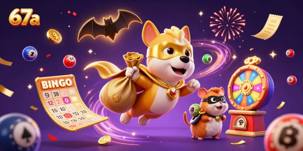 Engage with thrilling slots at 67a, featuring a superhero dog and colorful lottery elements.