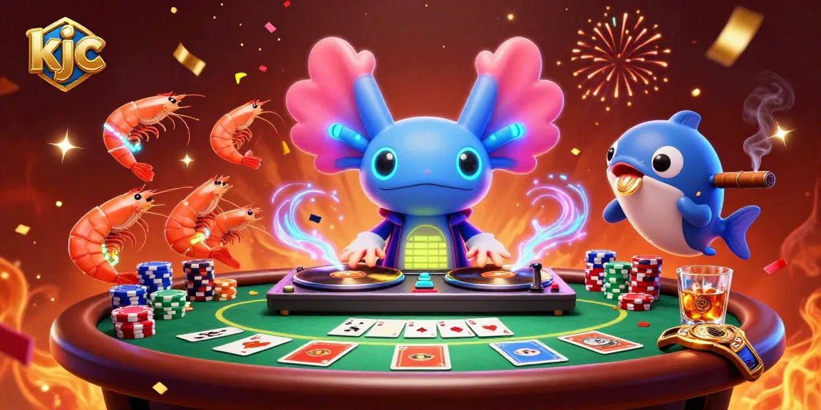 Join the fun at kjc with a vibrant poker party featuring colorful characters and excitement.