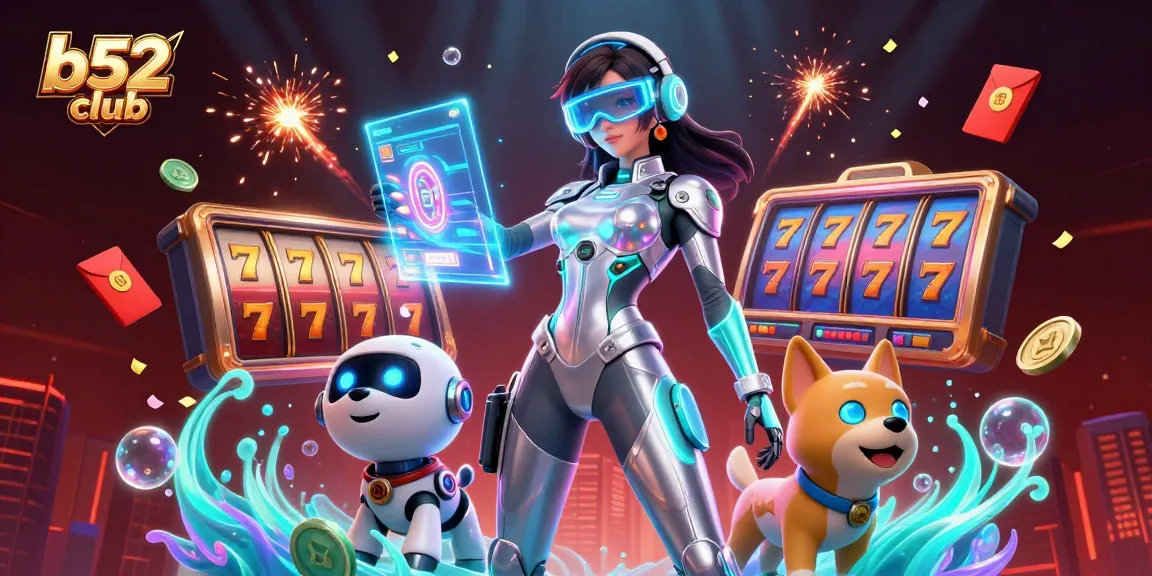 Win big with b52 club at this vibrant 3D casino experience featuring dynamic slot elements.