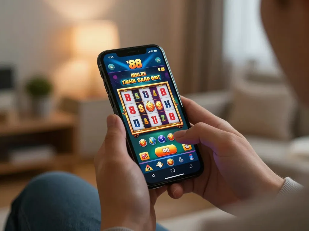 Players enjoying the tg 88 casino app on their smartphone while engaging in exciting slots.