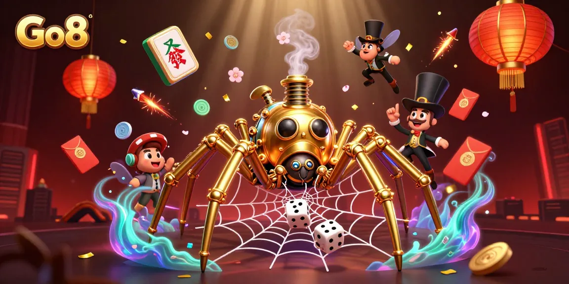 Experience thrilling gameplay with Go8's 3D steampunk casino scene featuring vibrant elements.