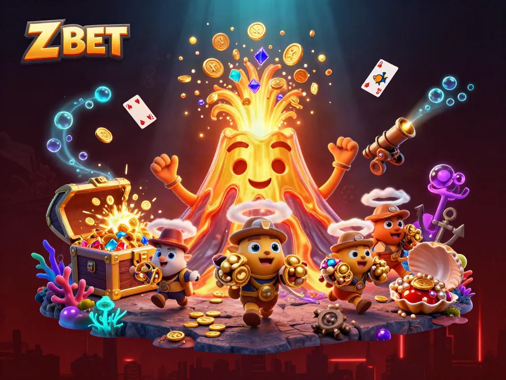 Z BET players celebrate as they hit jackpots amidst a treasure-rich casino scene, capturing excitement and wins.