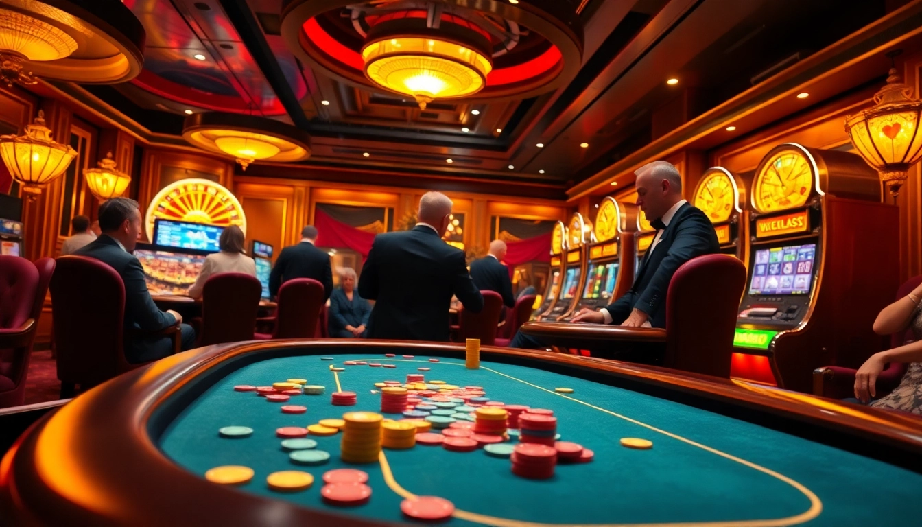 Engaging gameplay with go8 poker chips on a dazzling casino table and roulette wheel.