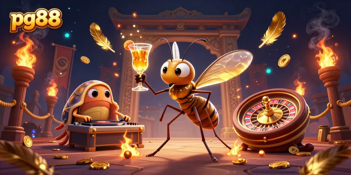 Experience thrilling gameplay with pg88, featuring a lively casino scene with unique characters and elements.