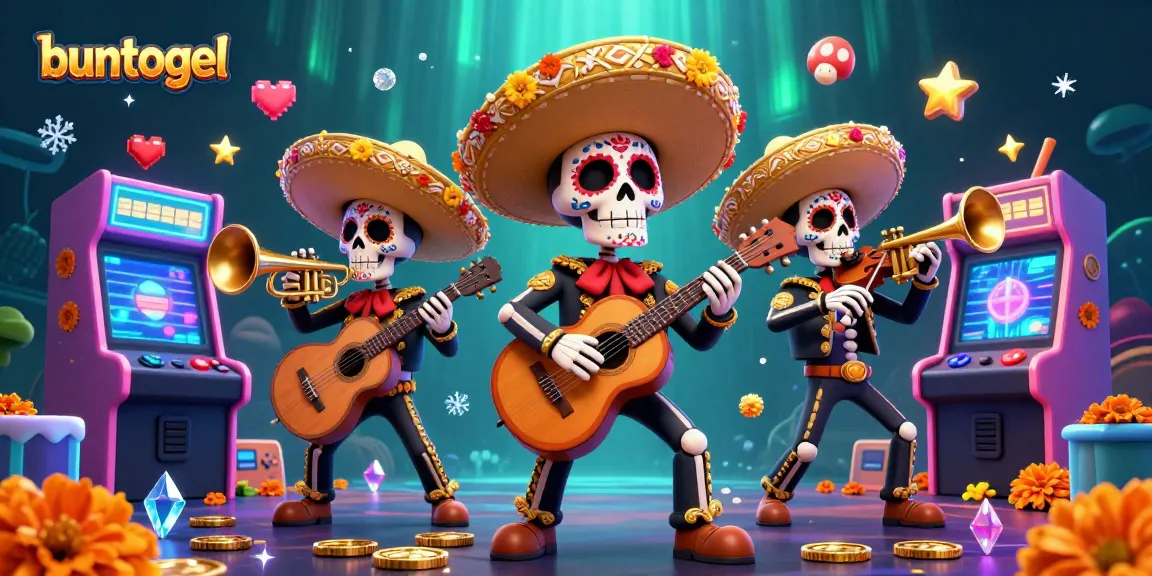 Try your luck with buntogel and enjoy vibrant gaming action featuring festive mariachi characters.