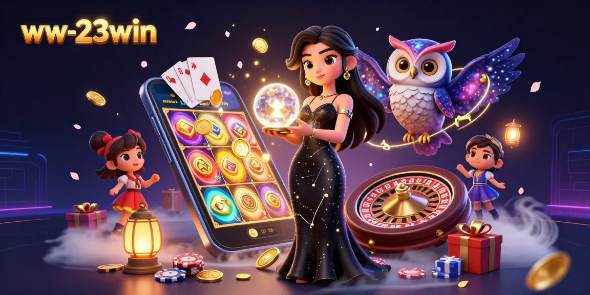 Engage with thrilling games at ww-23win, featuring a vibrant casino scene with characters and dynamic gaming elements.