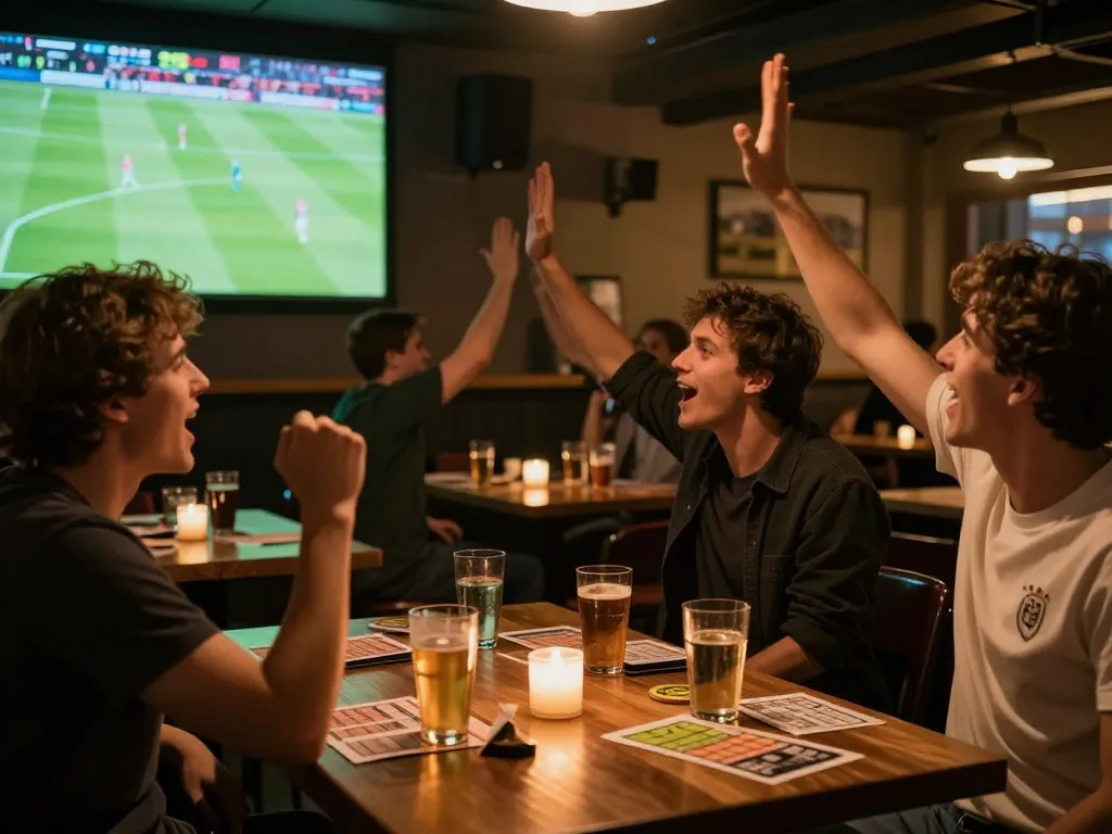 Fans enjoying live Bundesliga match while using go8 betting app for real-time wagers.