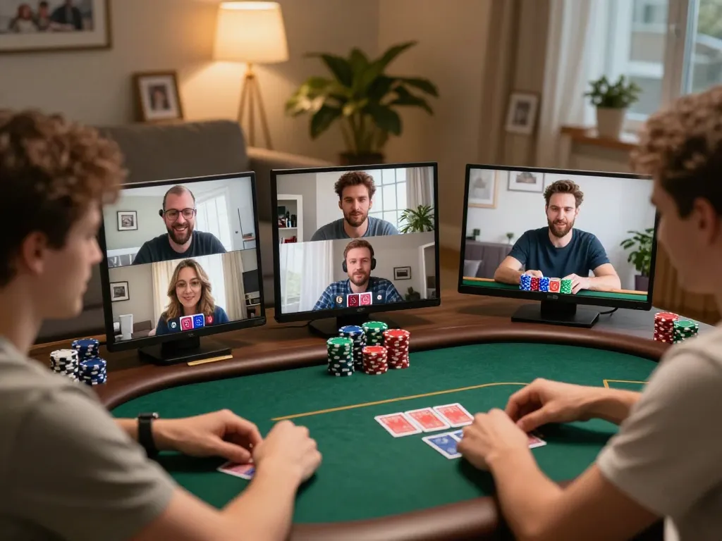 Play intense online poker at 8kbet with friends in a cozy home setting.