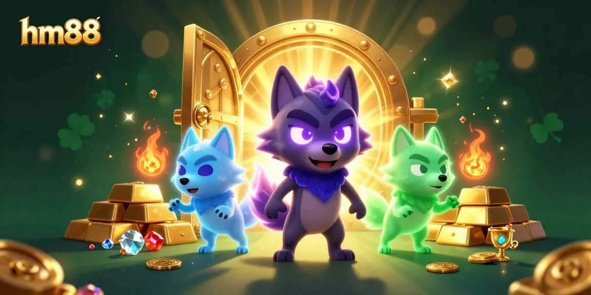 Join the adventure with hm88's thrilling casino experience featuring vivid 3D wolves and treasure.