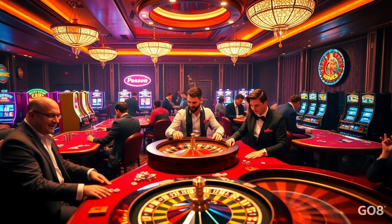 Experience the thrill of go8 casino gaming with poker tables and vibrant slot machines.