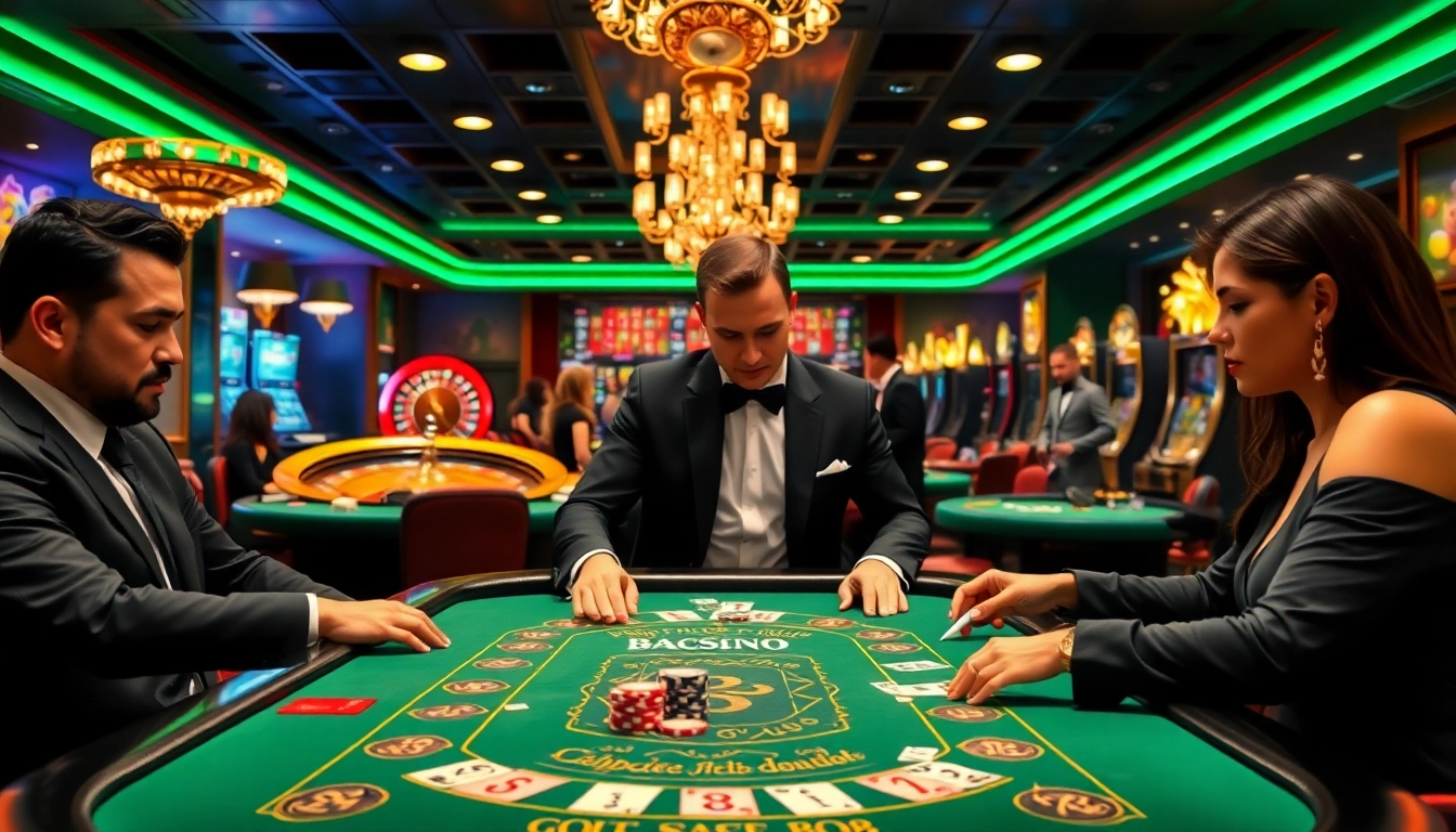 High-stakes Baccarat game at XX88 casino, featuring elegant players and luxurious decor.