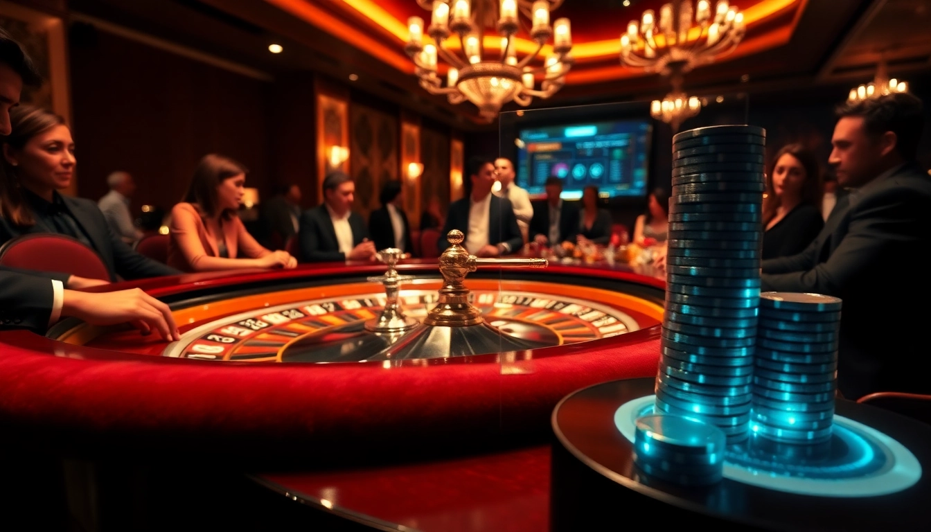 Experience high-stakes betting at https://luck8.locker/ with luxurious casino table settings and excited players.