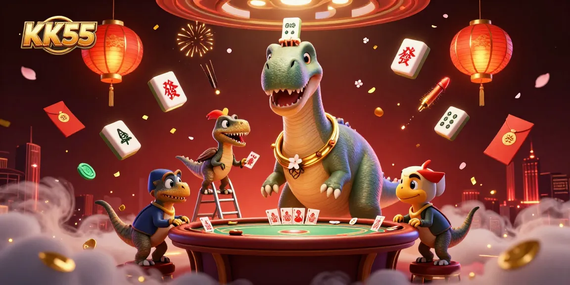 KK55 offers a vibrant casino experience, combining playful dinosaurs and traditional gaming elements.