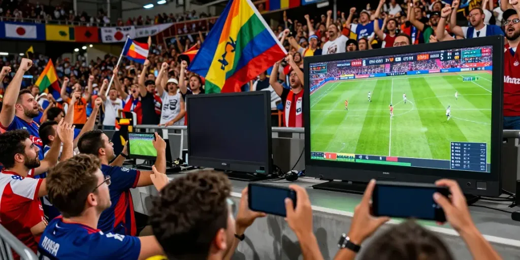 Fans enjoying a live football match on gavangtv, capturing the excitement and energy.