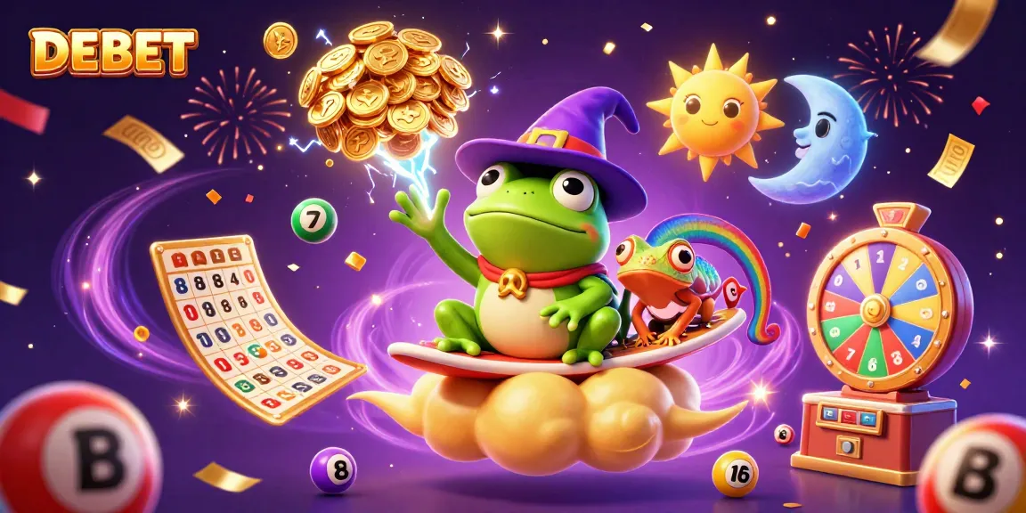 Experience the excitement of DEBET casino with vibrant 3D characters and dynamic gaming elements.