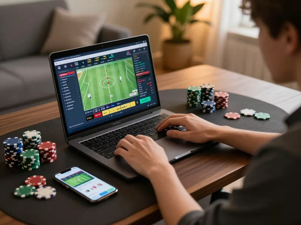 Experience winning strategies at link max88 with an engaged player using a laptop for online betting