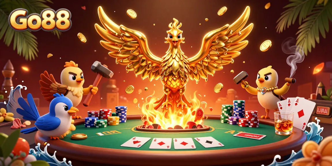 Experience thrilling online gambling at Go88 with vibrant casino action and rich textures in a stunning 3D scene.