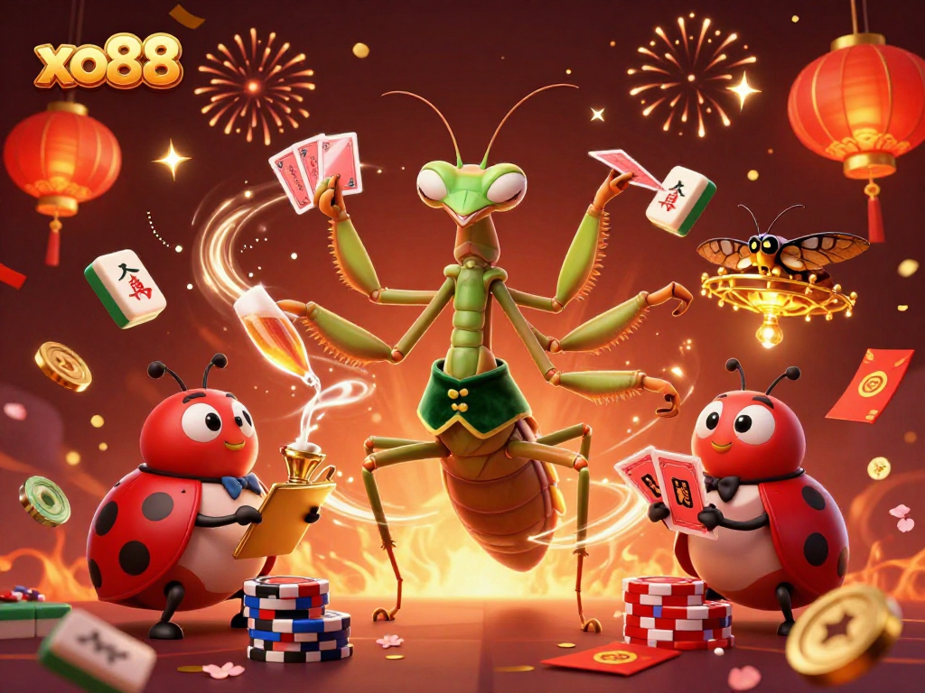 Experience exciting gameplay at xo88 with a vibrant casino scene featuring dynamic characters and festive elements.