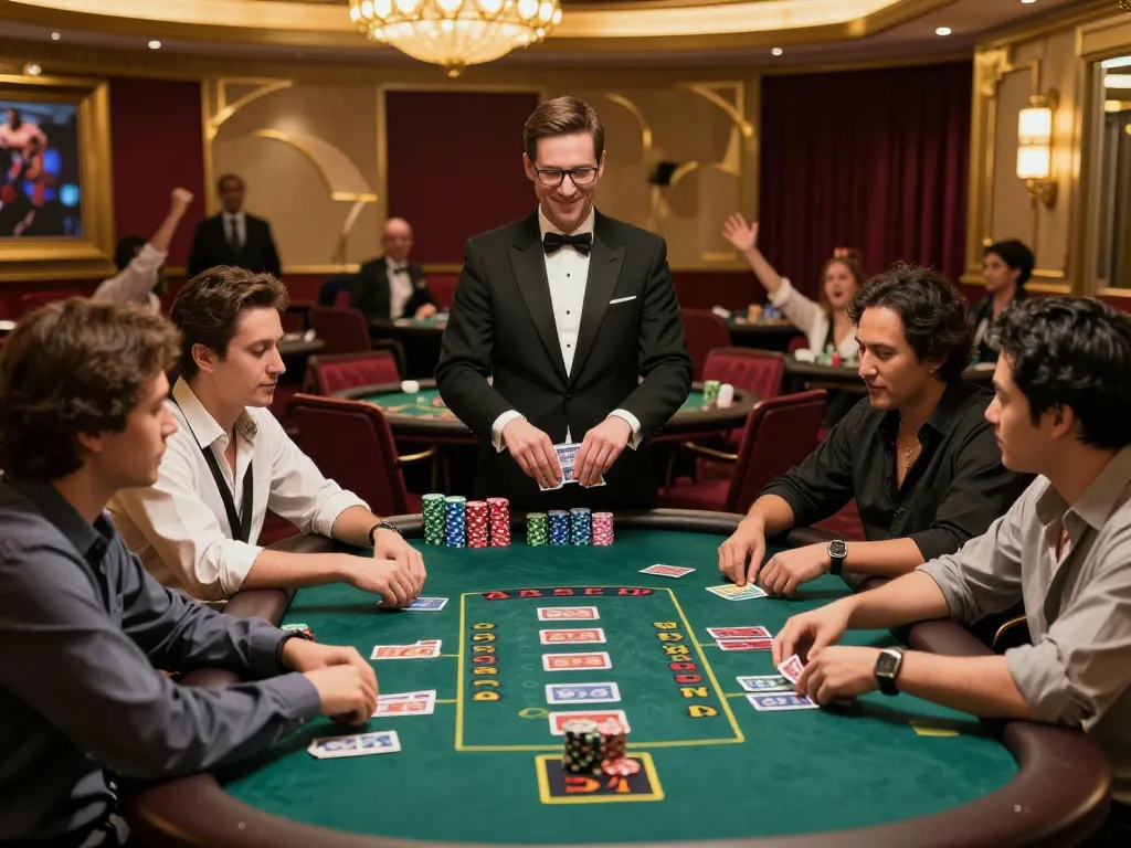 Players engaging in a competitive blackjack game at nhà cái 23win's vibrant casino.