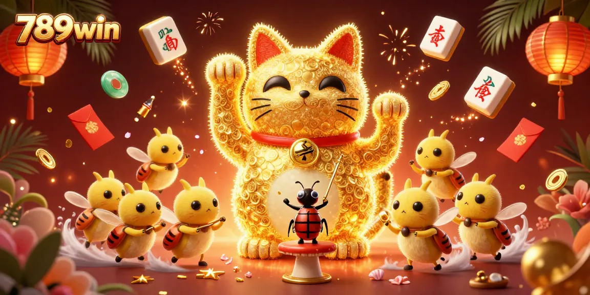 Experience the thrill of 789win with a vibrant casino scene featuring a lucky cat and dynamic symbols.
