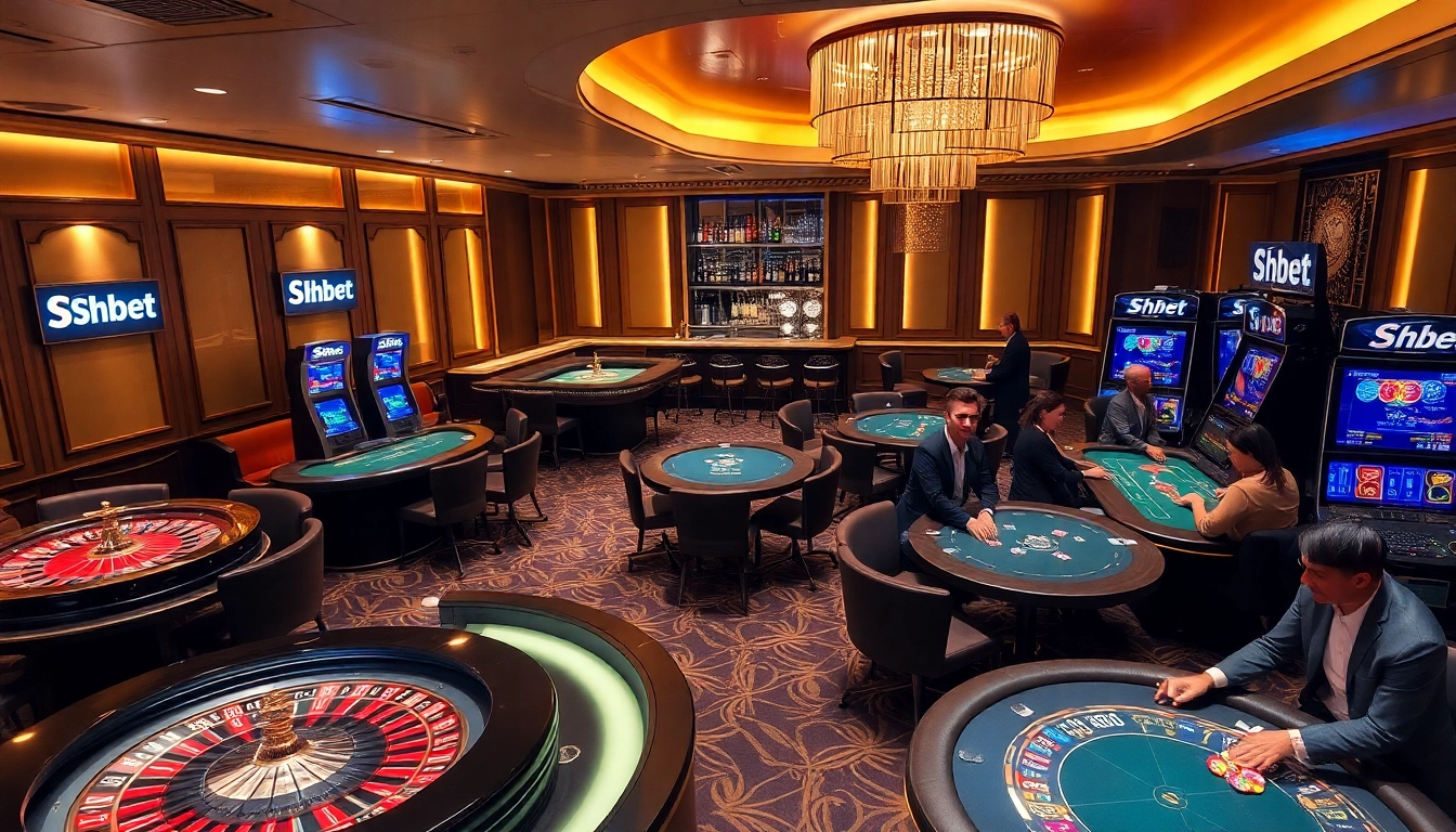 Players enjoying a vibrant Shbet experience at a luxurious casino table, showcasing excitement and winning.