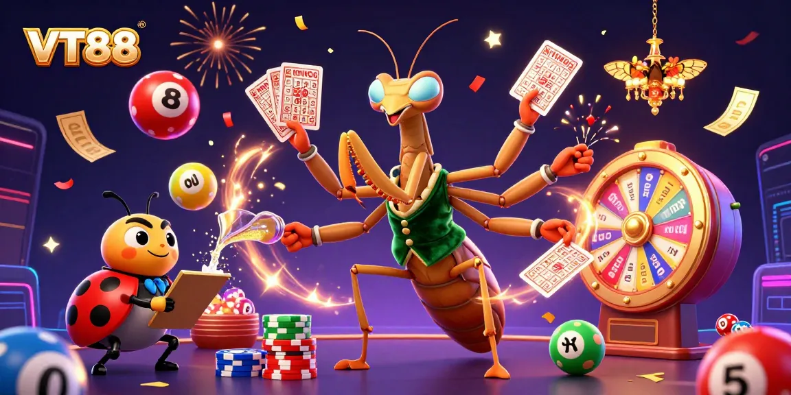 Experience the excitement of VT88 with dynamic gaming elements in this vibrant casino scene.