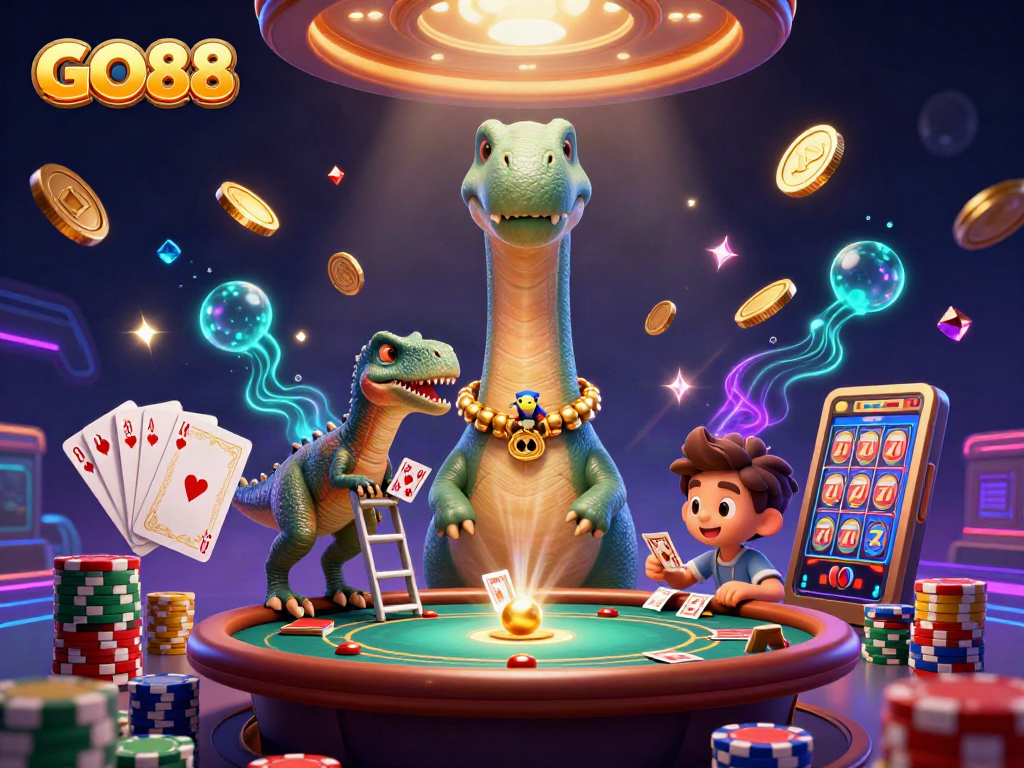 Experience GO88's thrilling casino excitement with vibrant characters and rich gaming elements.