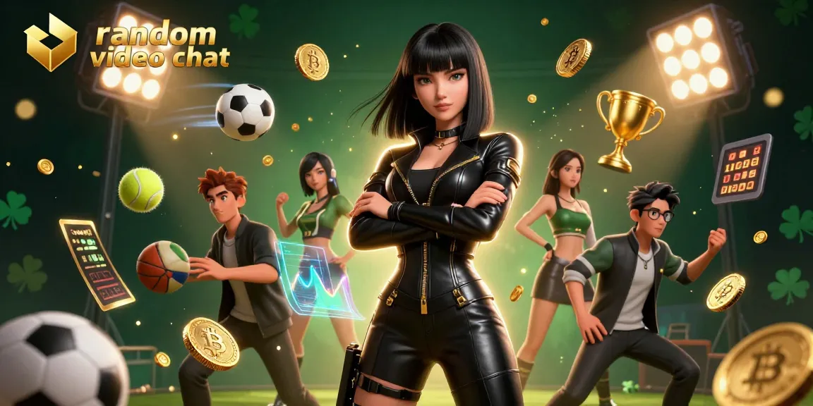 Engage in random video chat with stunning visuals showcasing vibrant characters and gambling elements.