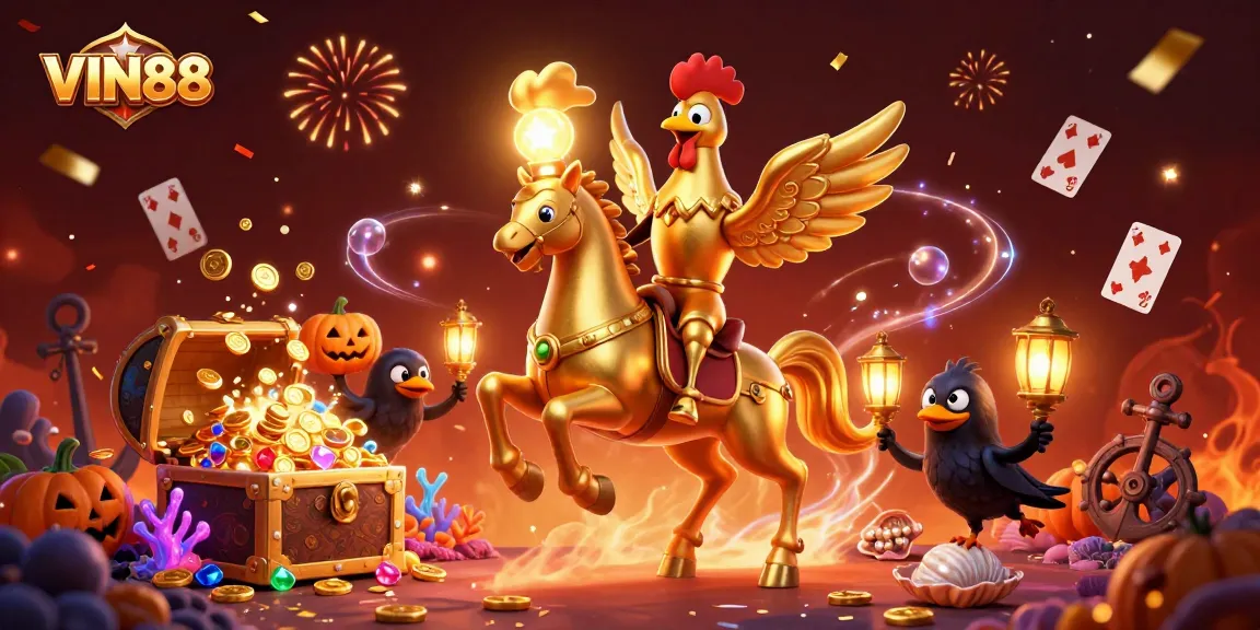 Experience thrilling gaming adventures with VIN88 featuring vibrant casino elements in a dynamic scene.