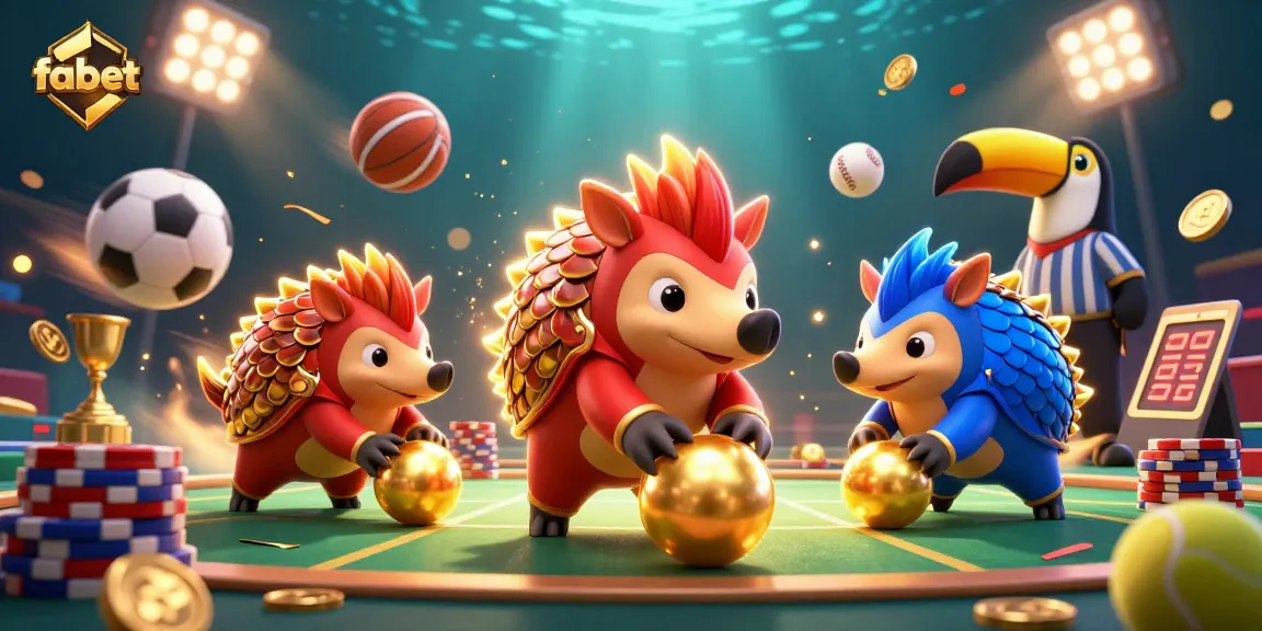 Engage with fabet's thrilling casino experience featuring vibrant pangolins amidst winning poker chips and gaming elements.