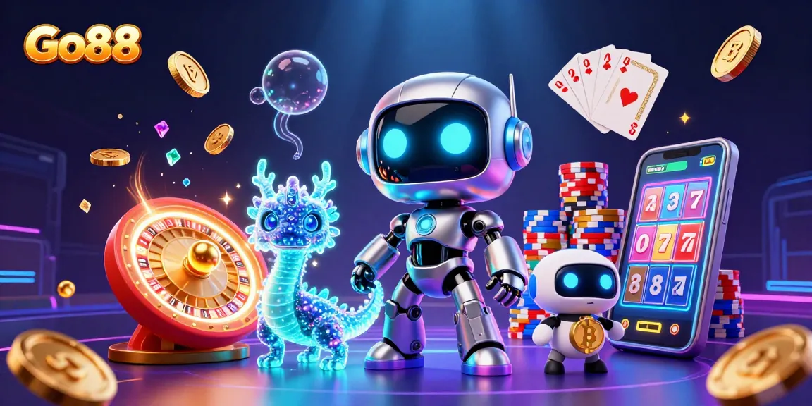 Experience the thrill of Go88 with its vibrant casino ambiance featuring neon visuals and immersive game elements.