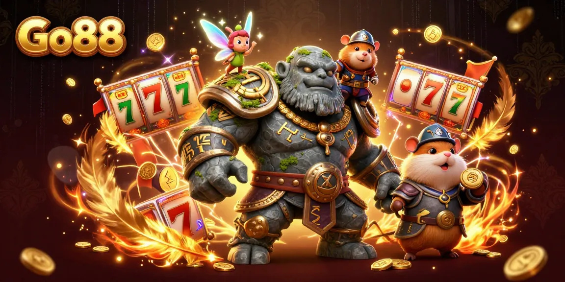 Experience thrilling gameplay with Go88 amidst enchanting characters and dynamic casino elements.