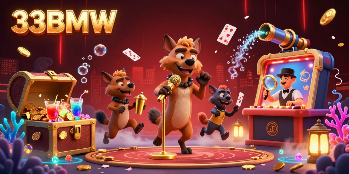Engage with thrilling games at 33BMW, featuring hyenas in a fun casino scene with explosive treasure.