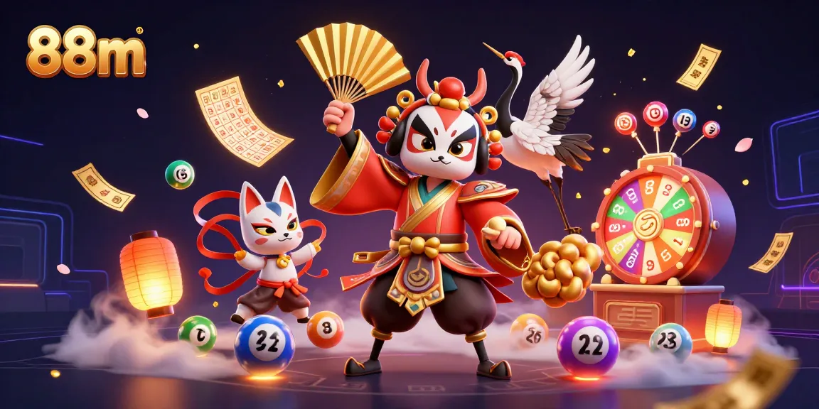 Engage in thrilling online gaming adventures at 88m with a vibrant illustration showcasing dynamic gaming elements.