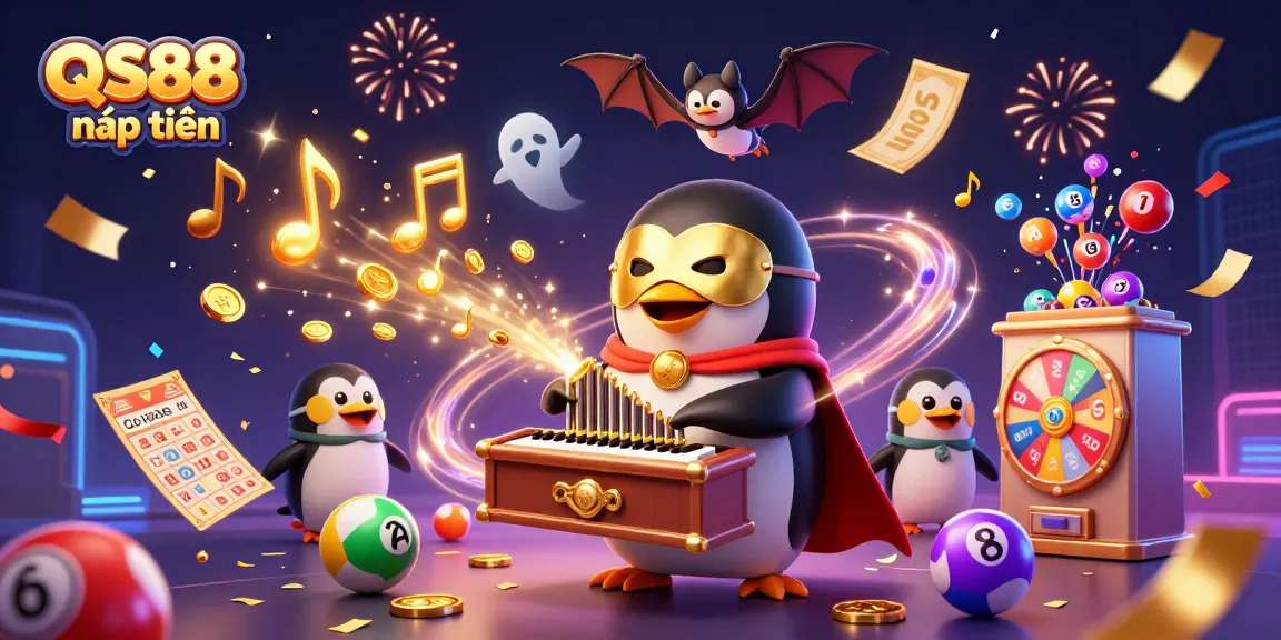 Experience the excitement of QS88 nạp tiền with this vibrant 3D illustration of a cartoon casino scene.