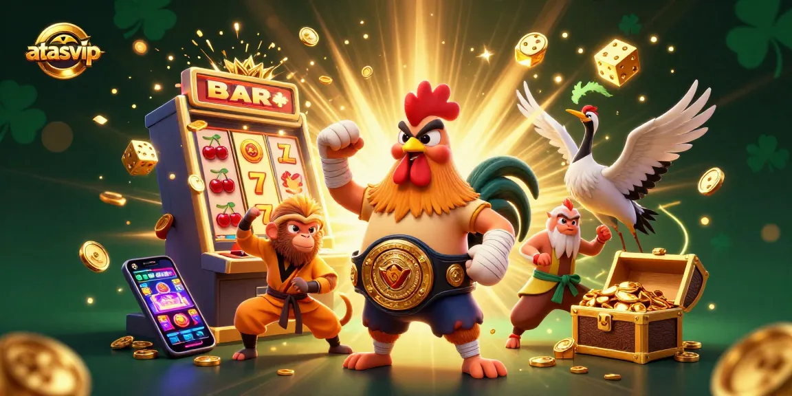Engage with exciting games at atasvip, featuring thrilling slot machines and dynamic casino characters.