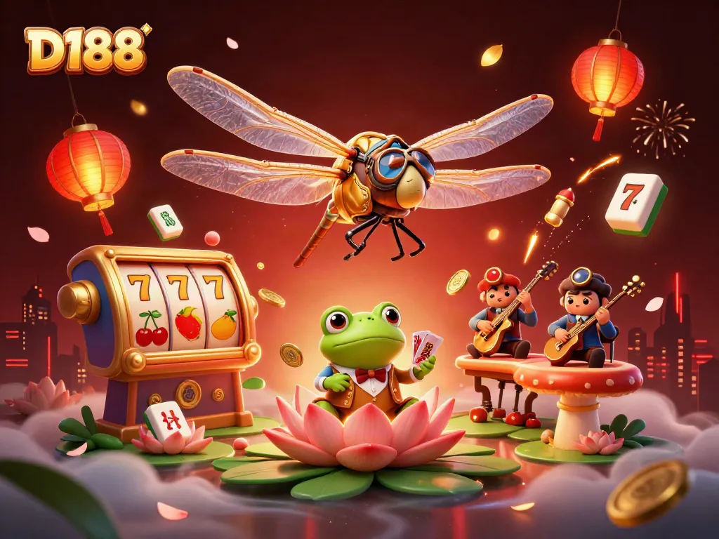 Experience thrilling D188 gameplay with vibrant characters amid a lively casino scene.