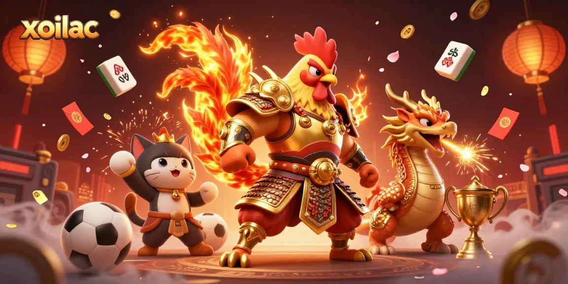 Xoilac offers thrilling sports betting with dynamic elements in an exciting 3D illustration.