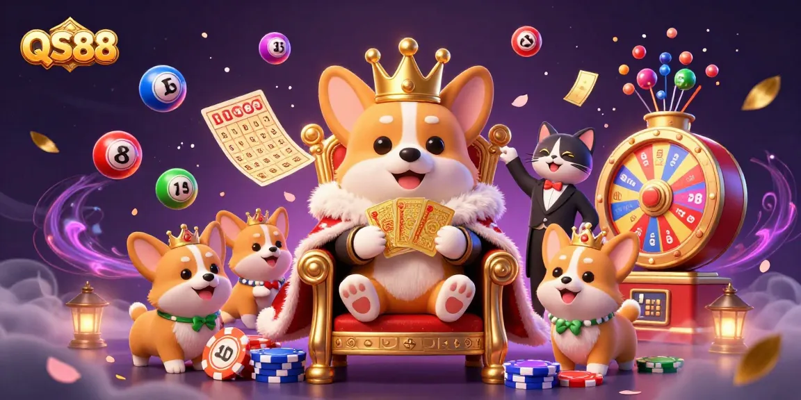 Experience the excitement of QS88 with a vibrant 3D casino scene showcasing epic games and rewards.