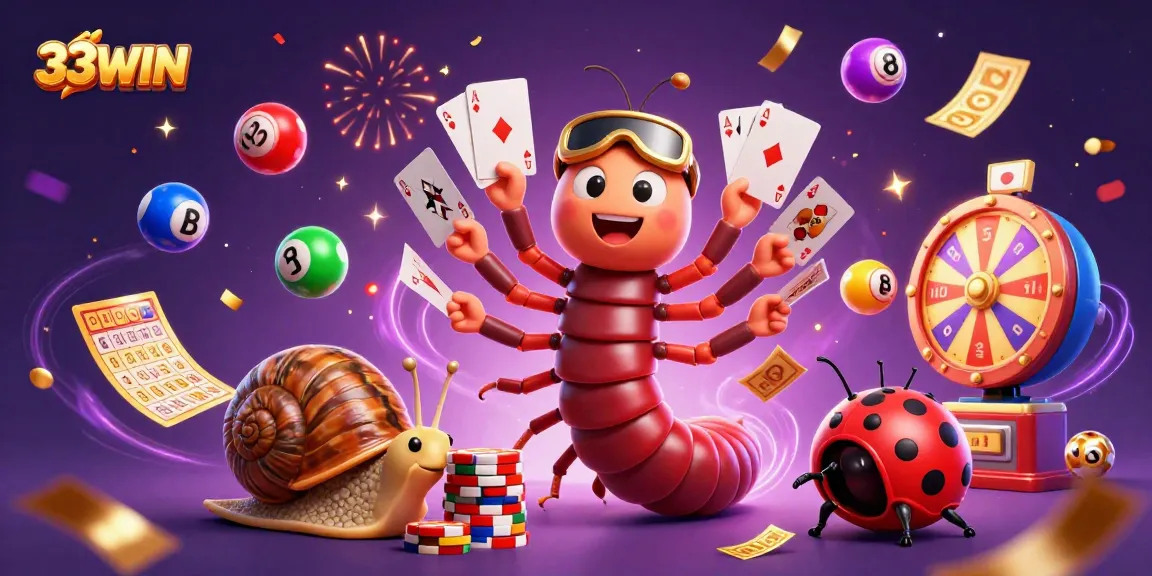 Join the excitement with 33WIN casino as a millipede dealer showcases colorful lottery balls and festive prizes.