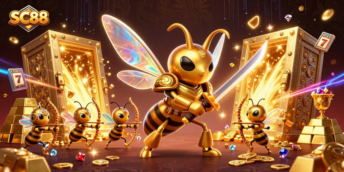 SC88 engages players in a vibrant casino showdown with golden treasures and animated game elements.